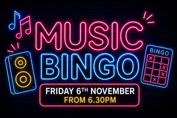 Music Bingo         Friday 6th November 2026
